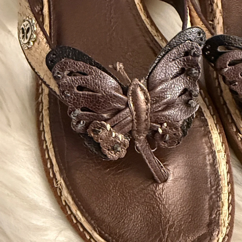 Brighton Brown Butterfly Embellished Women's Sandals🔥 - Picture 2 of 10